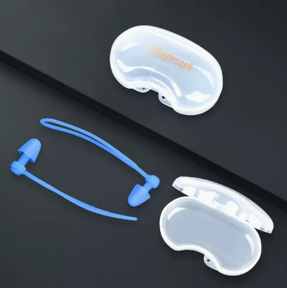 Popular swimming earplugs that prevent water ingress (corded version - blue earplugs [universal for adults and children])