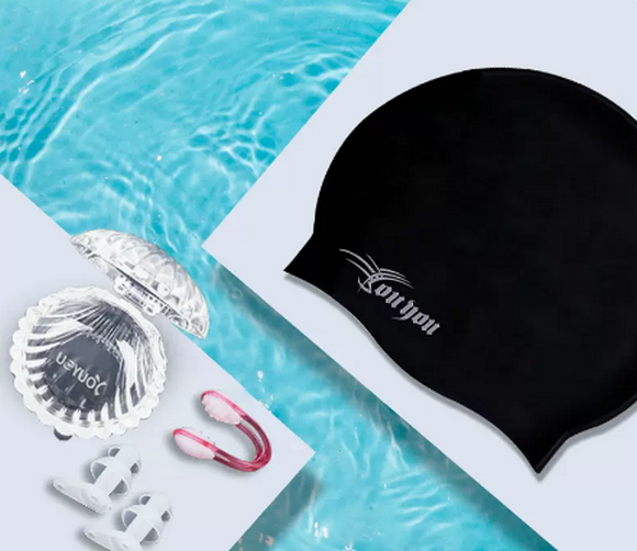Popular swimming earplugs to prevent water ingress (pink nose clip earplugs-shell box + swimming cap [universal for adults and children]) The swimming cap is shipped in black for adults by default. If you need other colors or children's models, please contact customer service