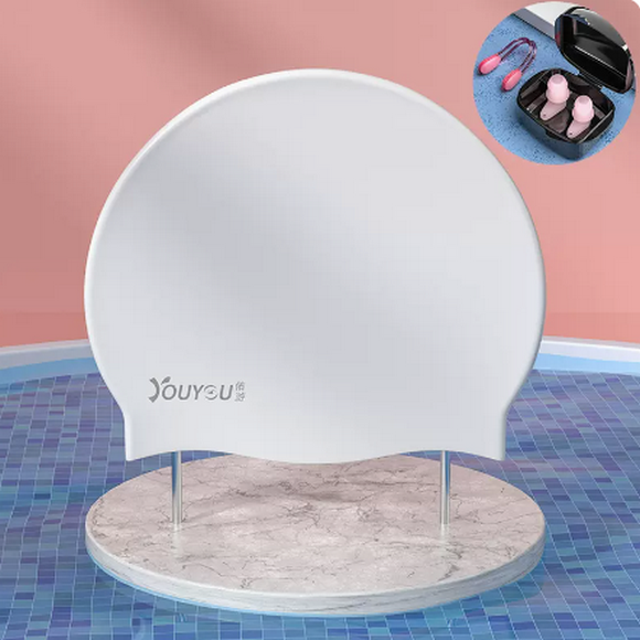 Popular swimming earplugs to prevent water ingress (Sakura pink + white cap [universal for adults and children])