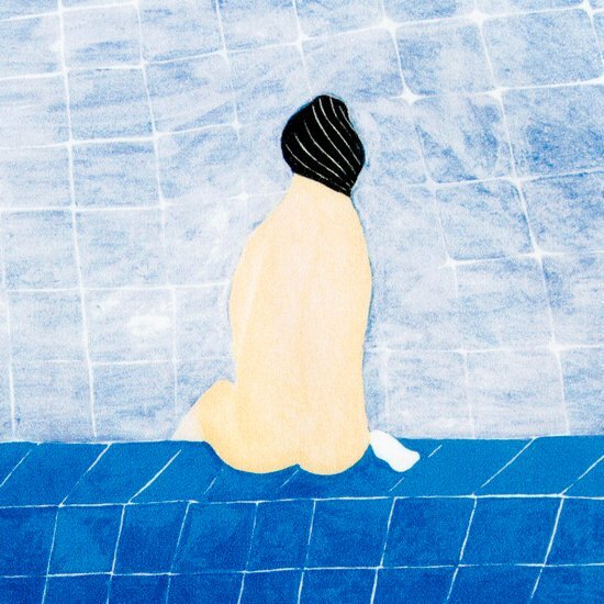 yoshiko murata 插畫手巾＿沐浴的女子