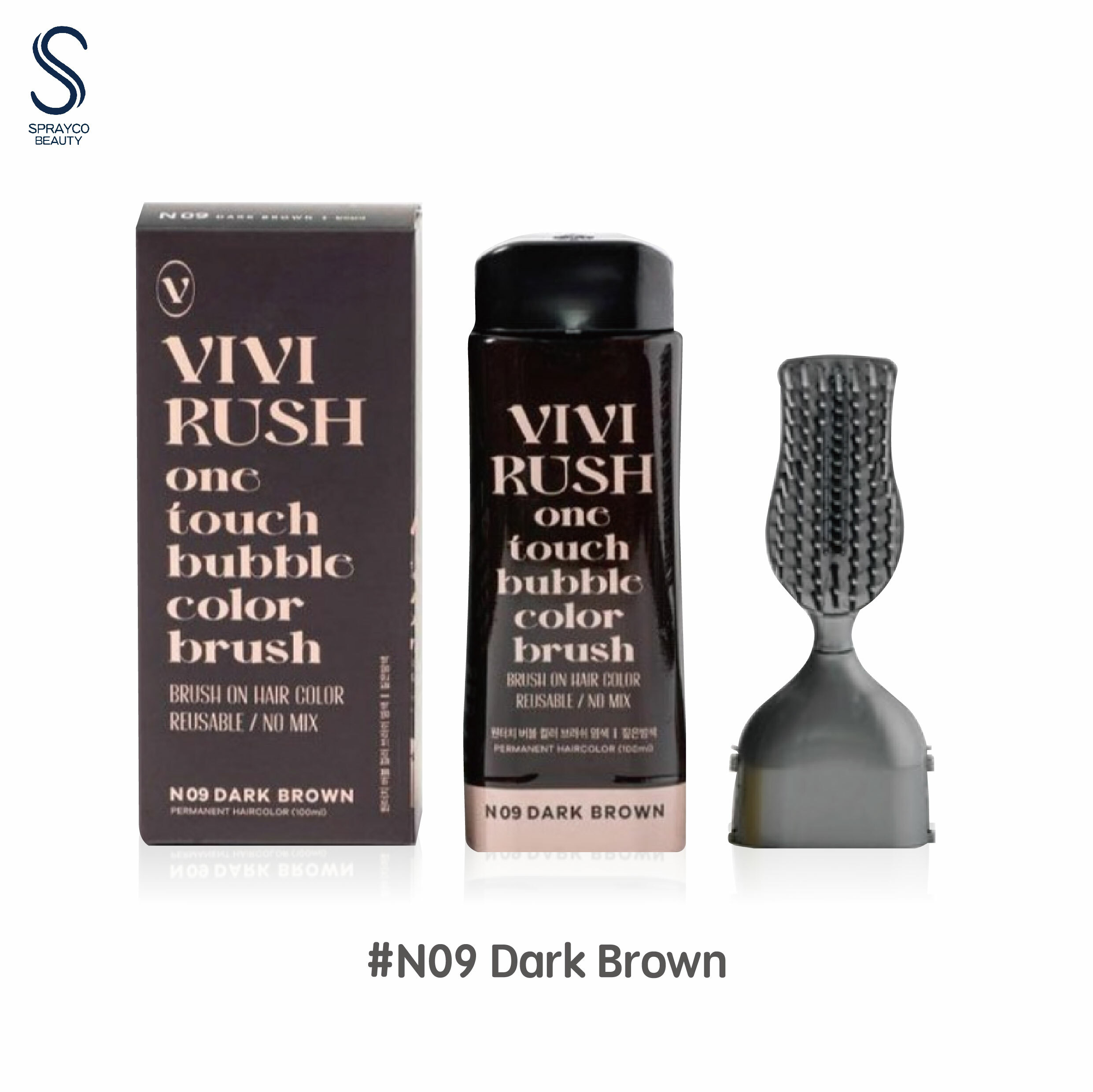 【VIVIRUSH 髮刷式泡泡染髮劑 (N09 深棕色)】