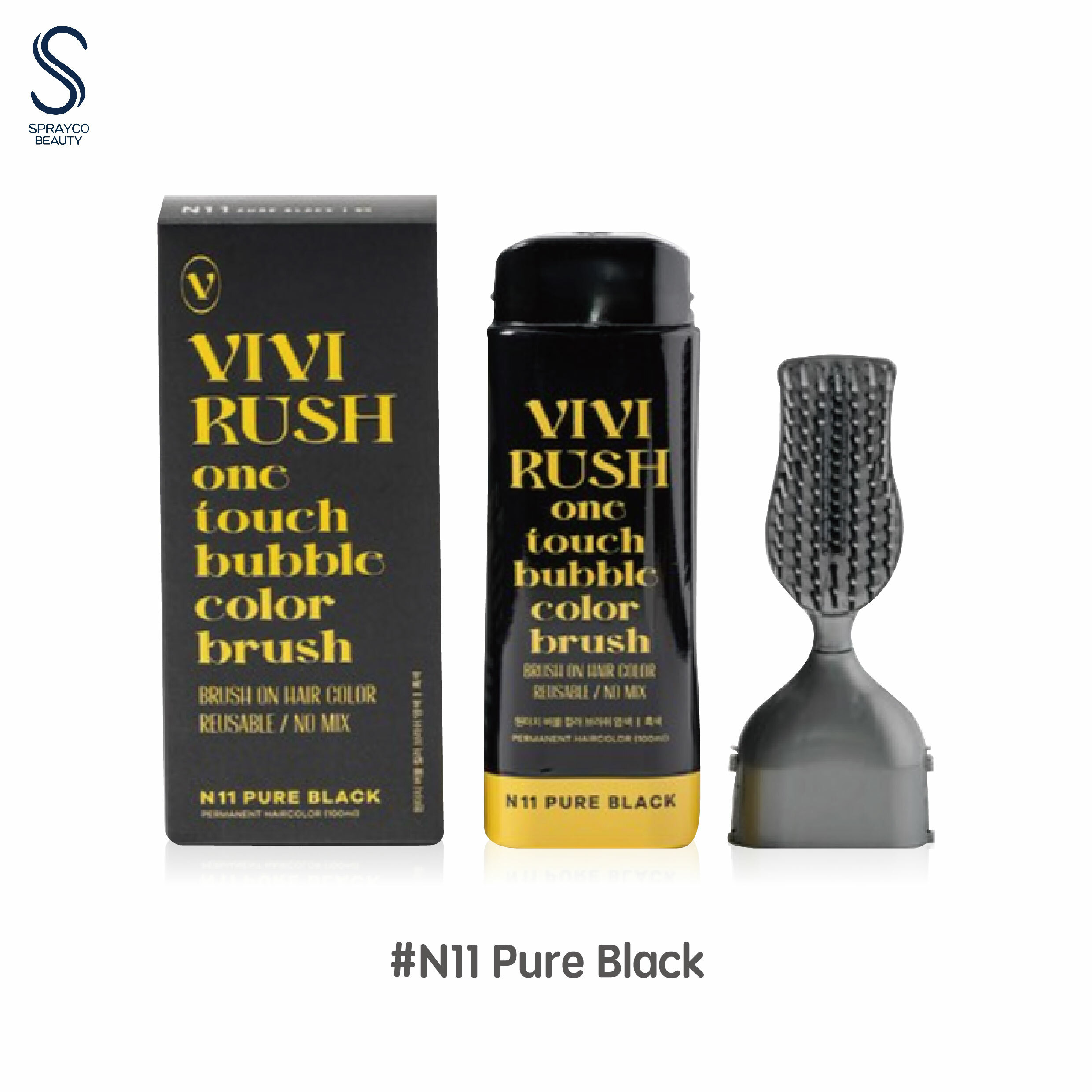 【VIVIRUSH 髮刷式泡泡染髮劑 (N11 純黑色)】