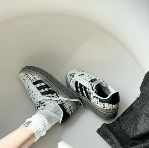 ADIDAS GAZELLE BOLD 小香風 解構 增高 厚底 女鞋 毛呢 白