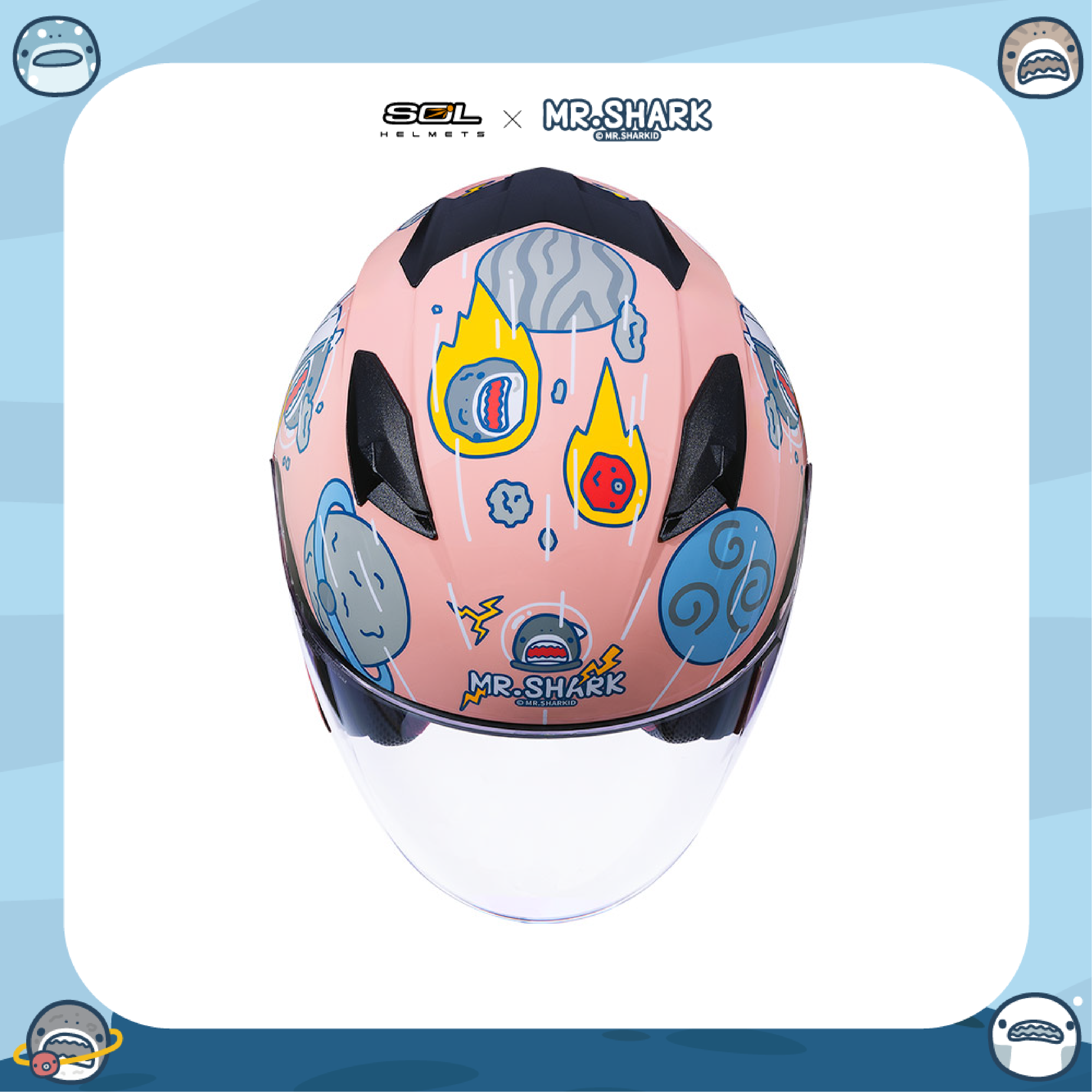 SOL SO-7E 彩繪 正版授權 彩繪 鯊魚先生 星塵粉 半罩 安全帽 SO7E