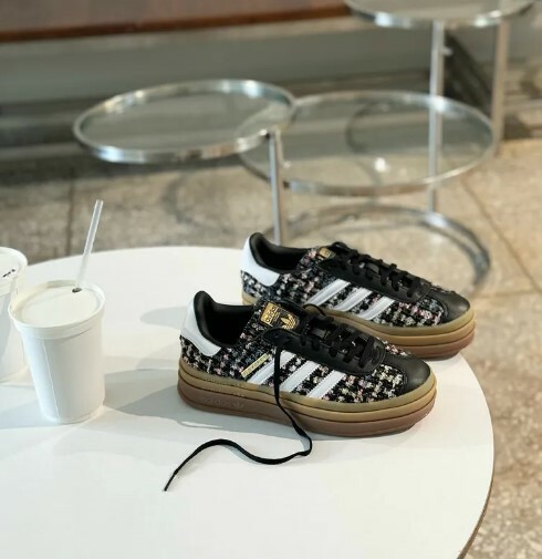 ADIDAS GAZELLE BOLD 小香風 厚底 女鞋 金標 解構 增高 黑 德訓鞋