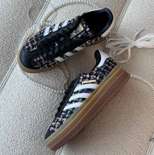 ADIDAS GAZELLE BOLD 小香風 厚底 女鞋 金標 解構 增高 黑 德訓鞋