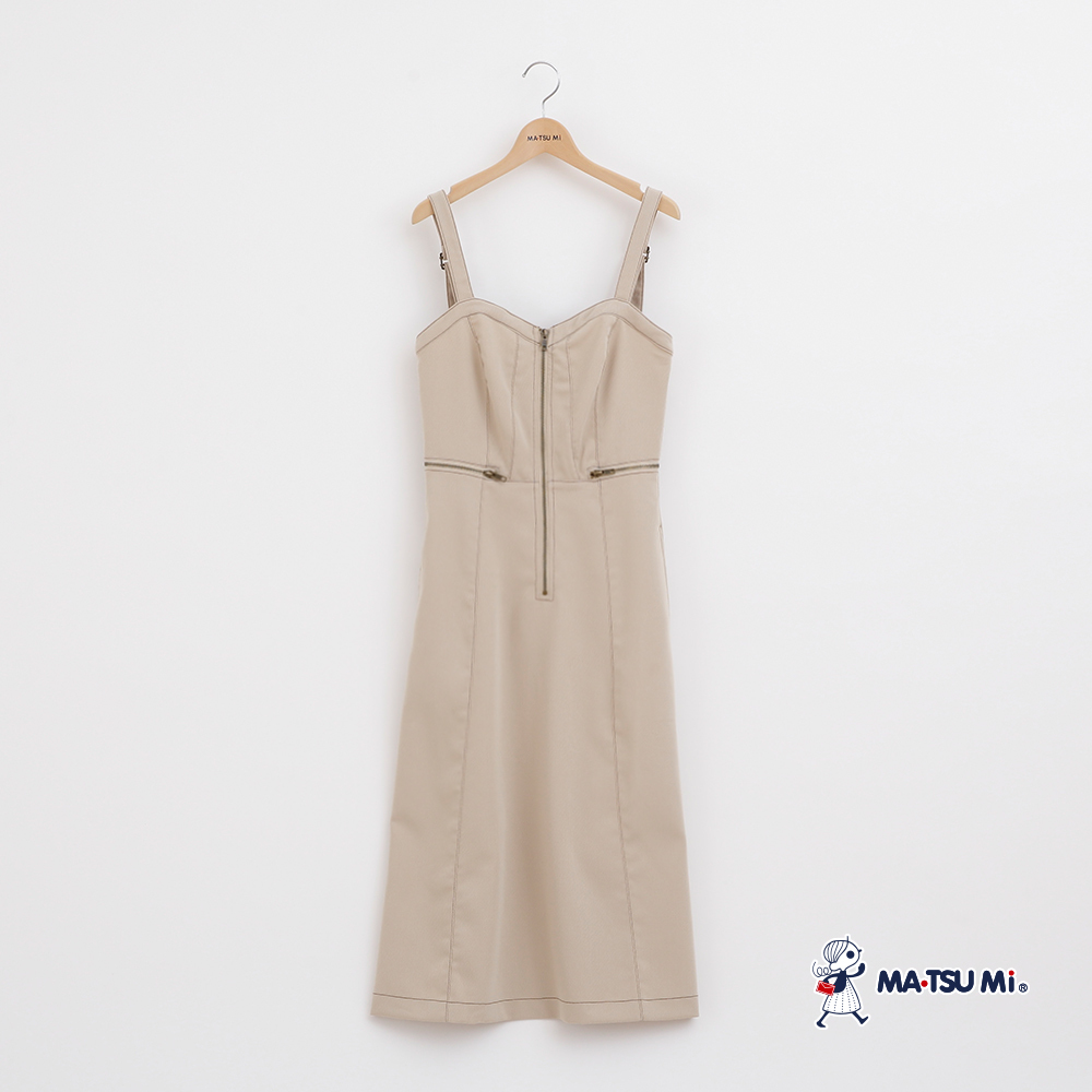 MA‧TSU Mi 個性車線拉鍊吊帶洋裝(卡)