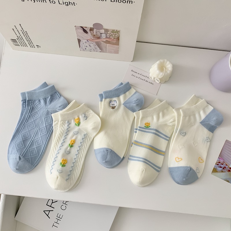 [3 FOR RM10] Osmanthus Blue Ankle Socks