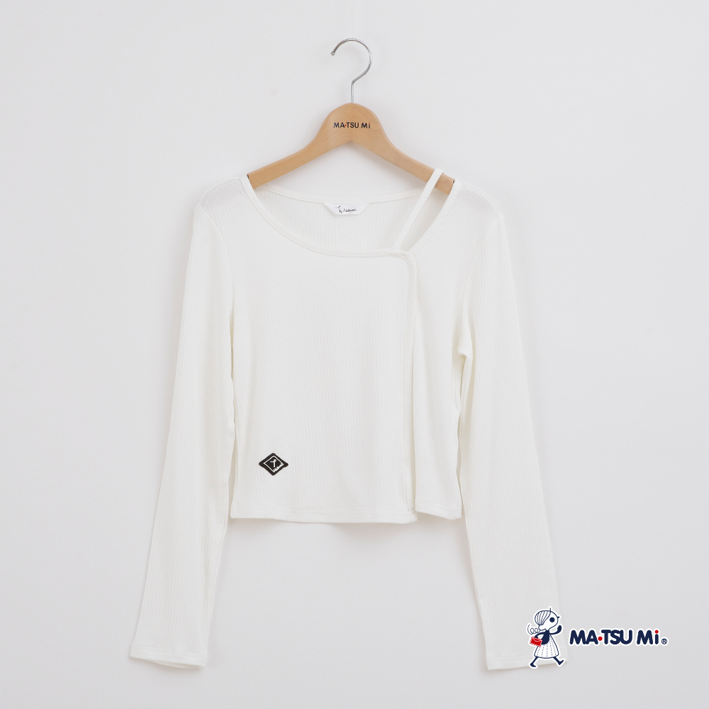 MA‧TSU Mi 不對稱領坑條小標上衣(白.黑)