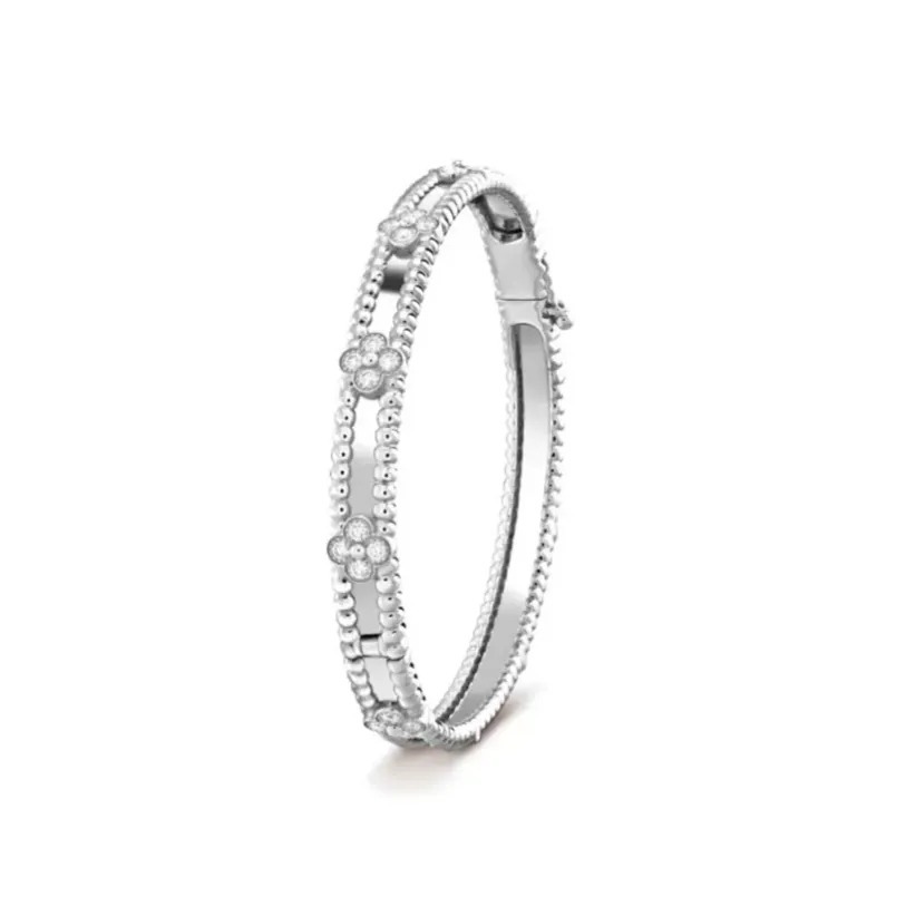 VAN CLEEF & ARPELS VCA Perlée Sweet Clovers 四葉草 小型 18K 白金 手鏈