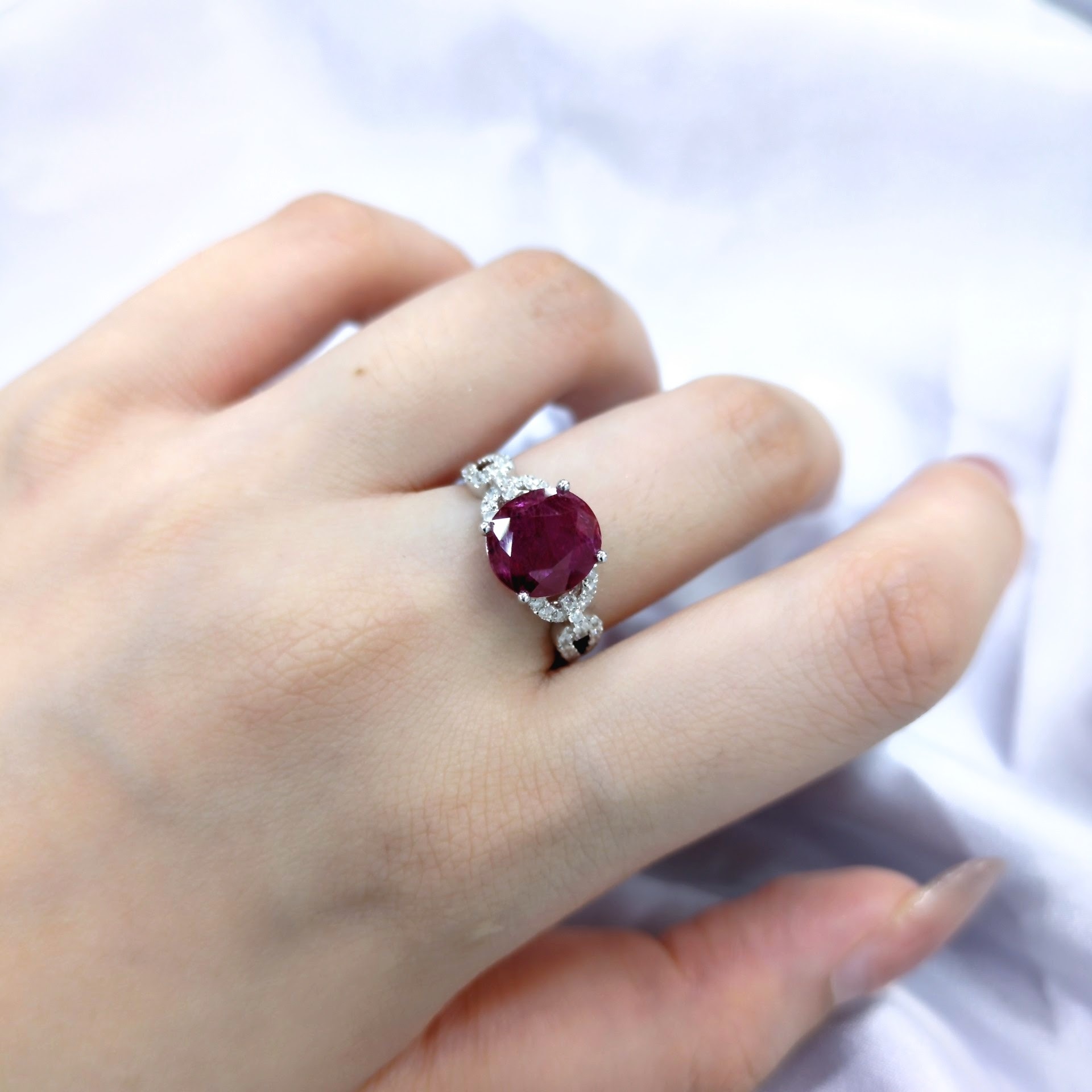18K White Gold 2.33ct Ruby and Diamond Ring