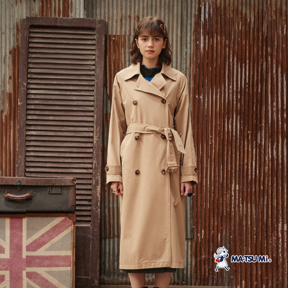 MA‧TSU Mi 高質感排釦長版風衣外套(卡.深灰)