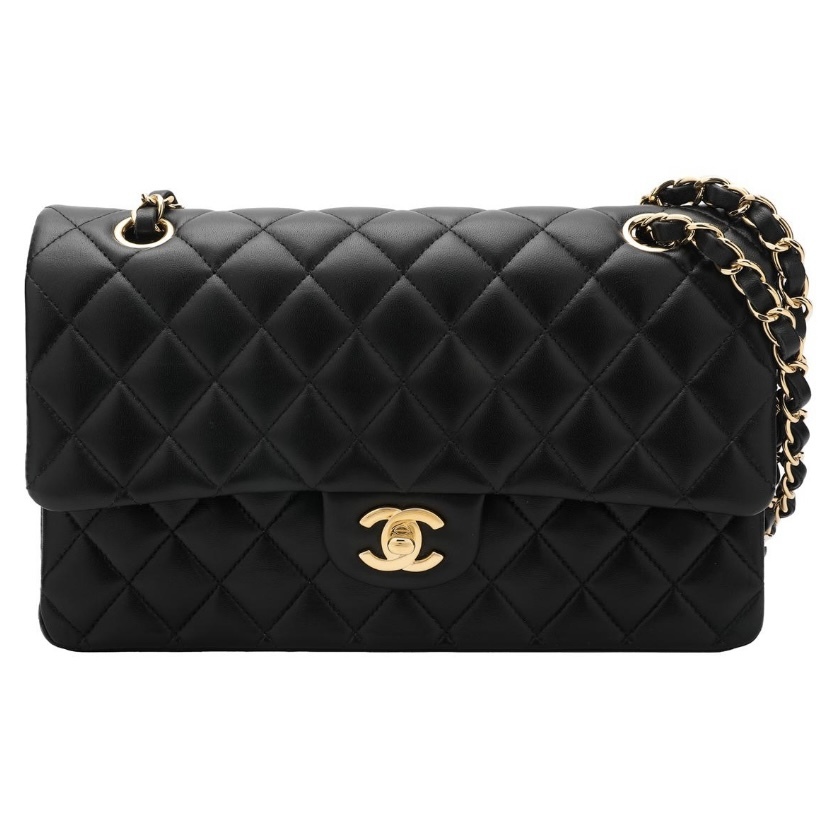 CHANEL CF 經典11.12 小羊皮及金色金屬 中型 手袋