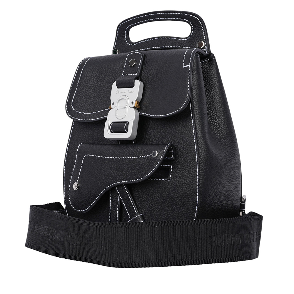 【CHRISTIAN DIOR】Gallop 牛皮壓釦翻蓋斜背包/胸口包(黑色) 1ADBO022YKK_H00N