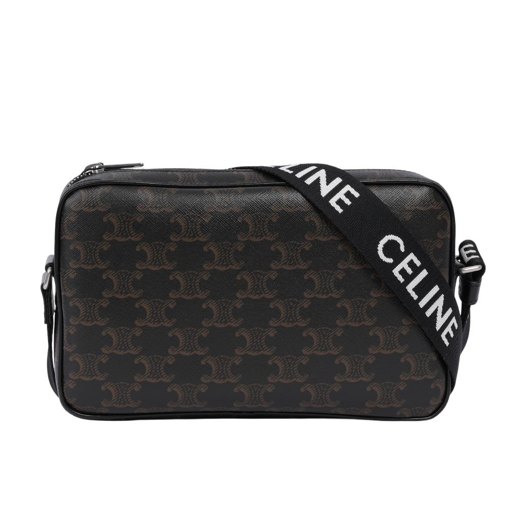 【CELINE】Triomphe 塗層帆布及牛皮中型郵差包