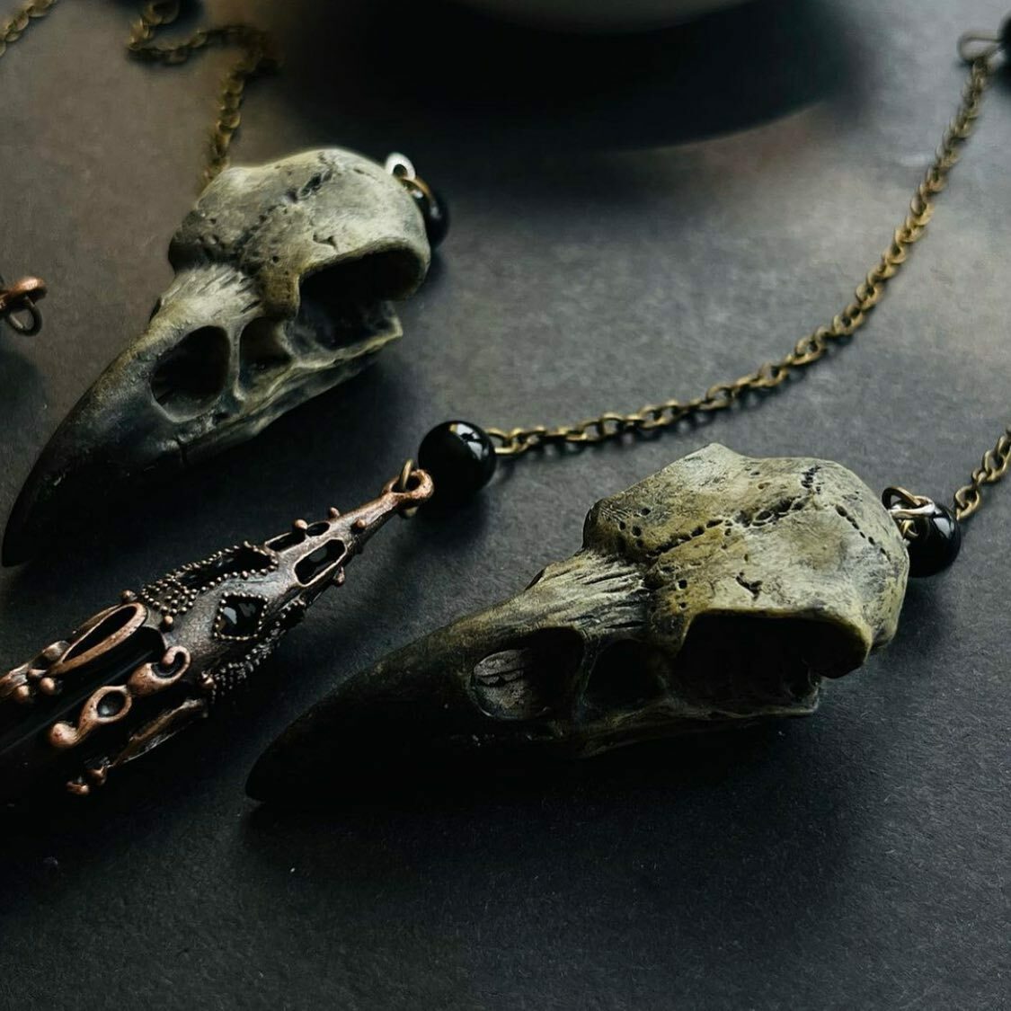 [原石] 黑曜石 水晶靈擺 烏鴉造型