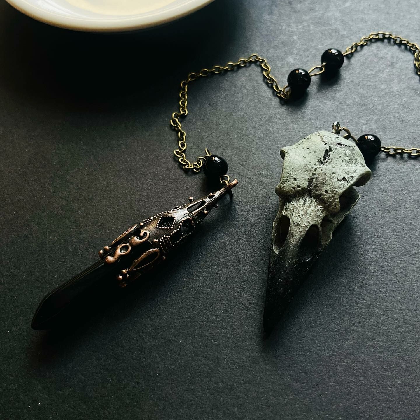 [原石] 黑曜石 水晶靈擺 烏鴉造型