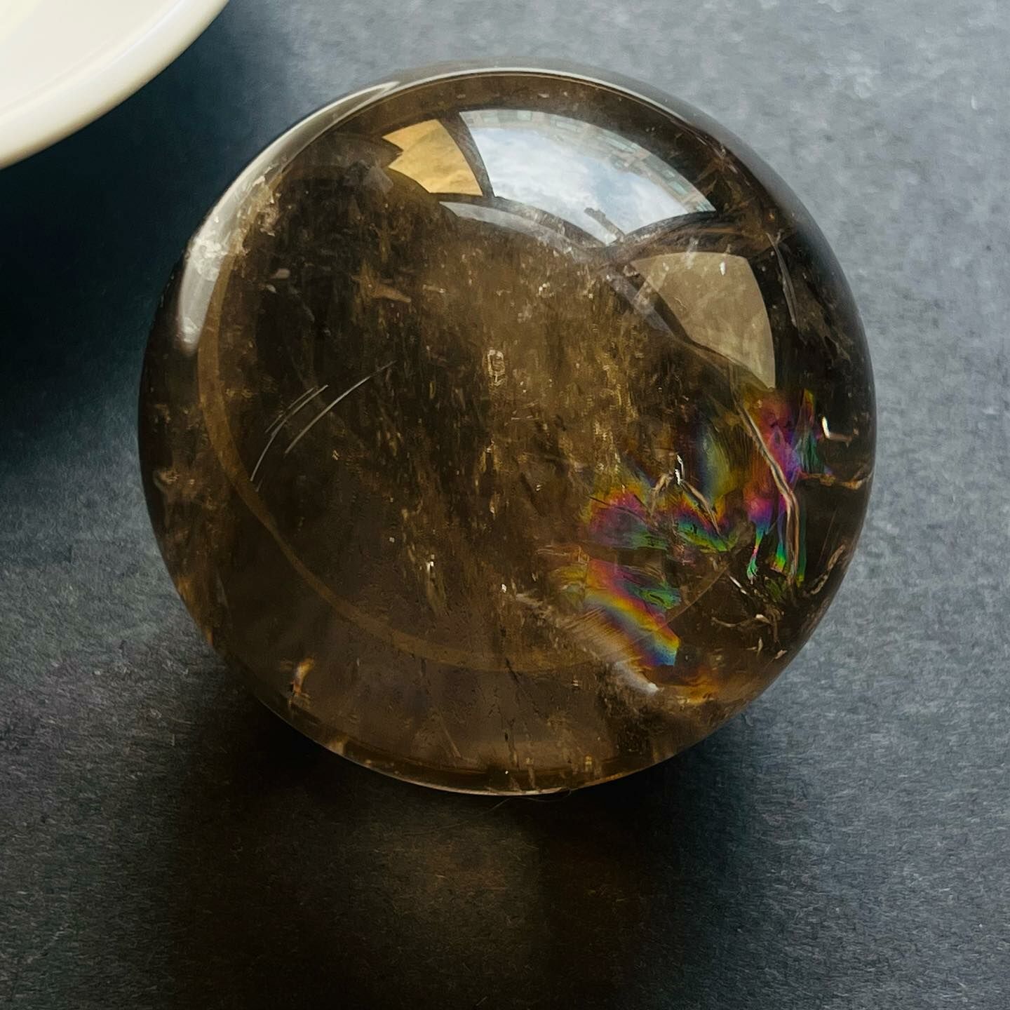 [原石] 茶晶球 爆彩🌈 水晶球 48mm