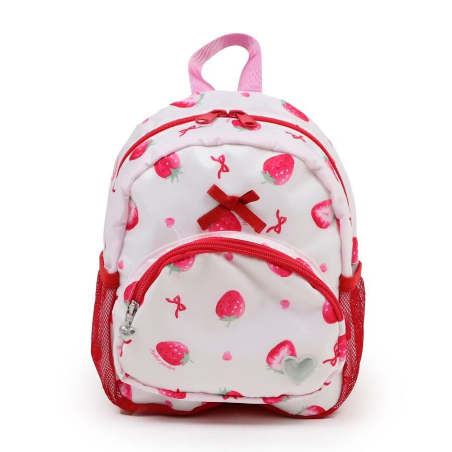 【日本Mother Garden】野草莓  水彩繪後背包 白色 S、M、L