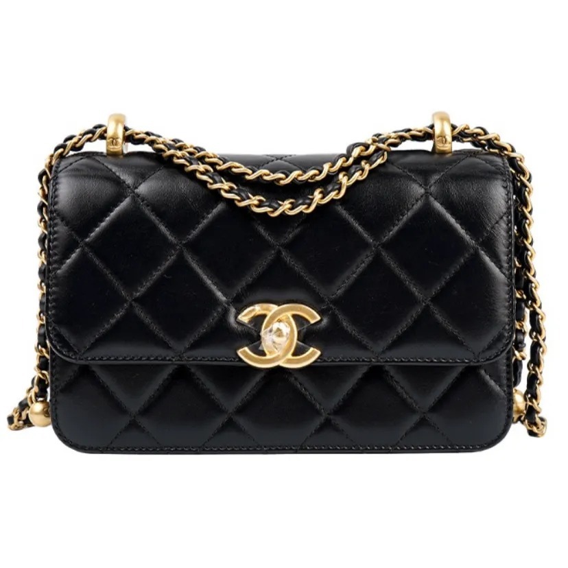 CHANEL 19 Bag 24C 可調節雙金珠小金球鏈條肩帶 Mini 手袋