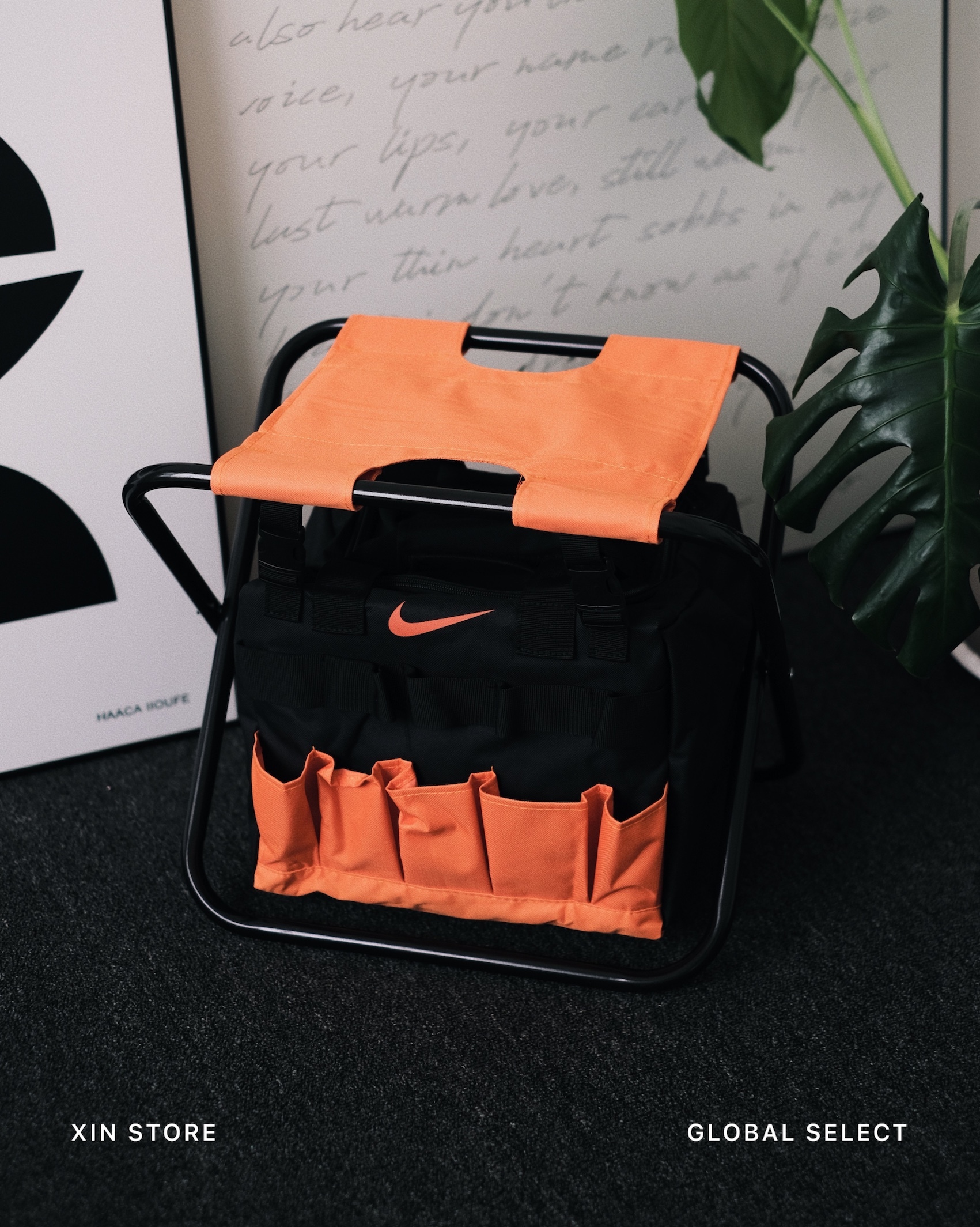 【現貨】NIKE 折疊椅 工具包 釣魚椅 露營椅 黑橘