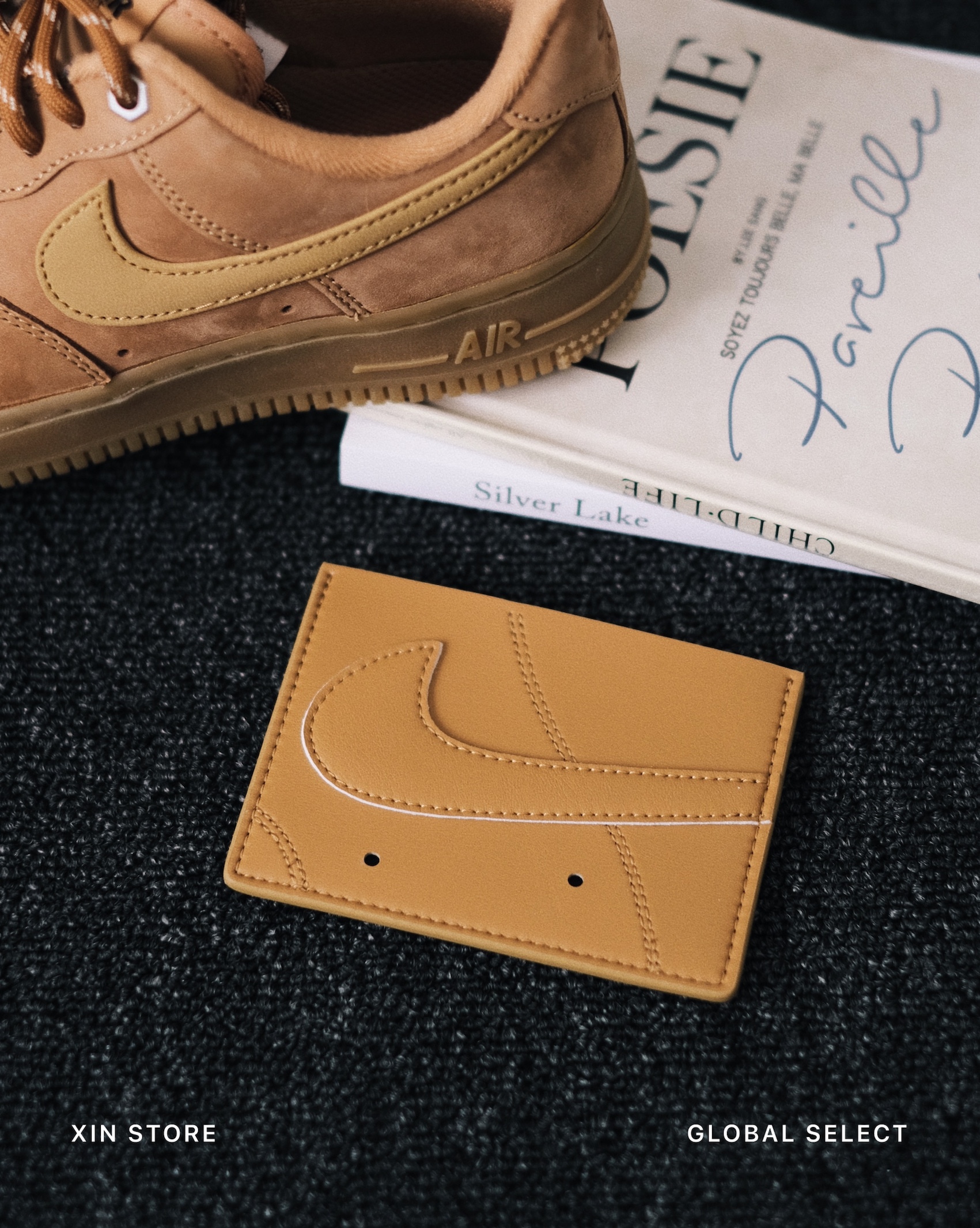 【現貨】Nike Icon Air Force 1 大勾 皮夾 卡夾 小麥色