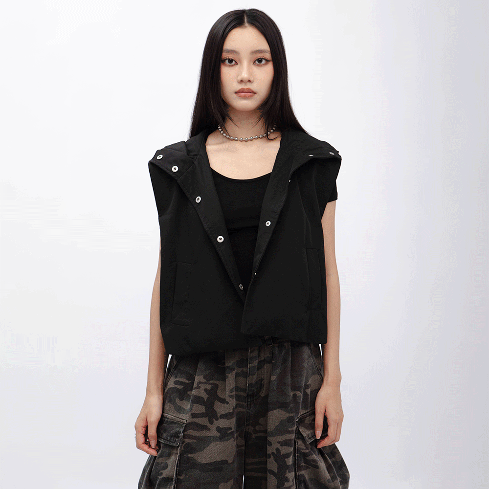 連帽風衣背心外套(in stock)