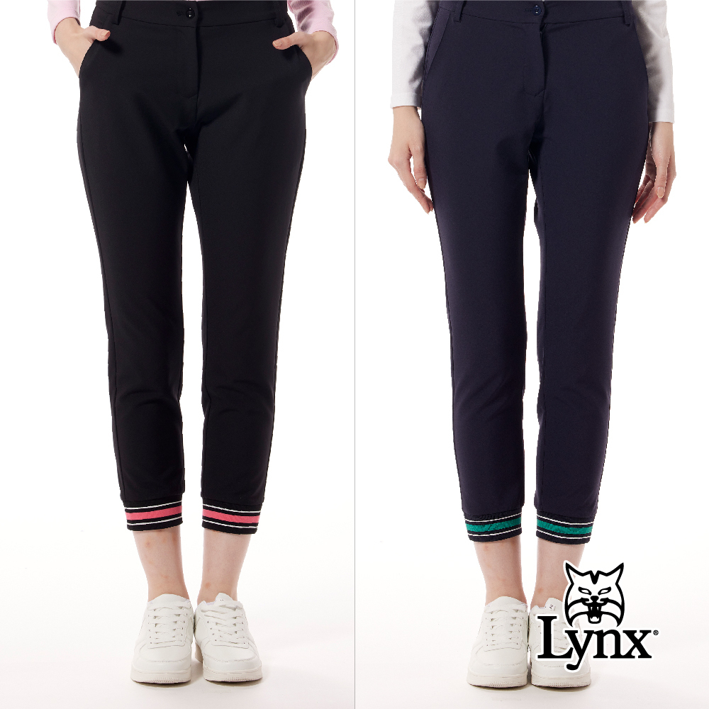 首爾高桿風格！素面彈性剪接配色羅紋窄管九分褲