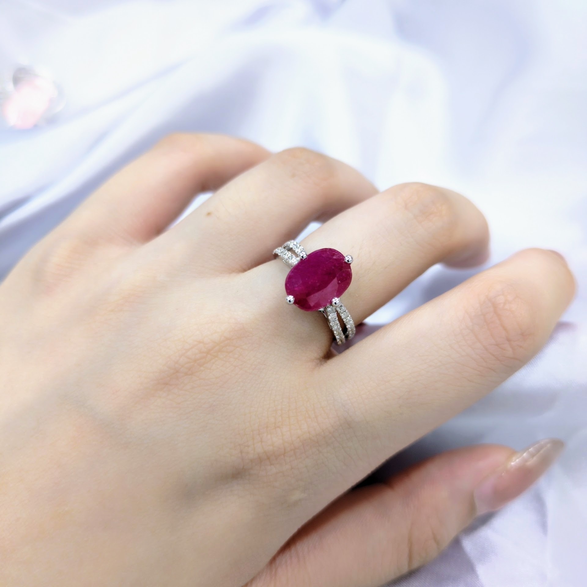 18K White Gold 3.15ct Ruby and Diamond Ring