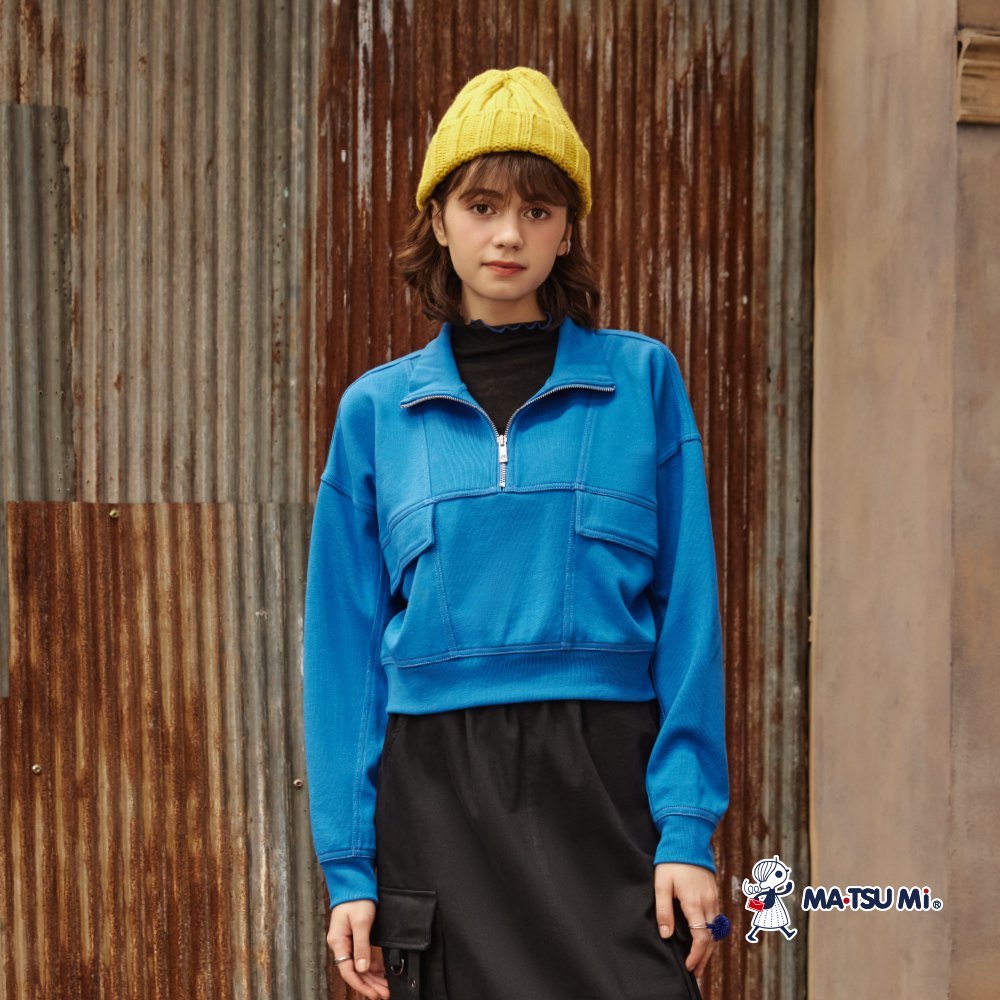 MA‧TSU Mi  撞色立體木耳滾邊坑條透膚上衣(米.黑)