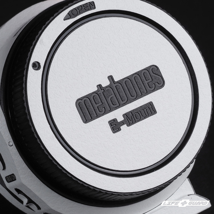 LIFE+GUARD 貼膜安裝示意圖，適用 Metabones EF-E mount T
