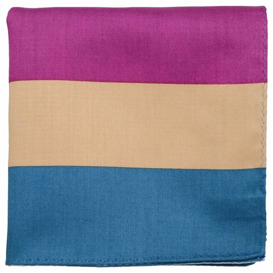 條紋印花手巾＿洋紅與藍色