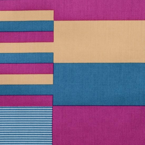 條紋印花手巾＿洋紅與藍色