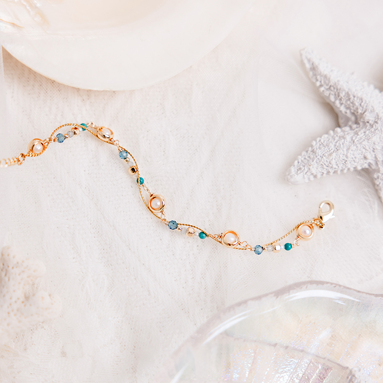 《十周年慶限定款》浪漫的海洋 – 珍珠托帕石 – 手鍊