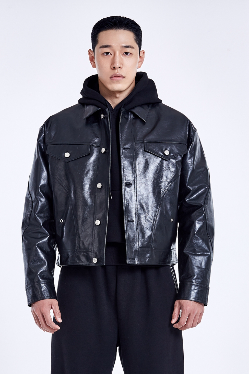 Tunnel Lining leather Jacket - BLACK