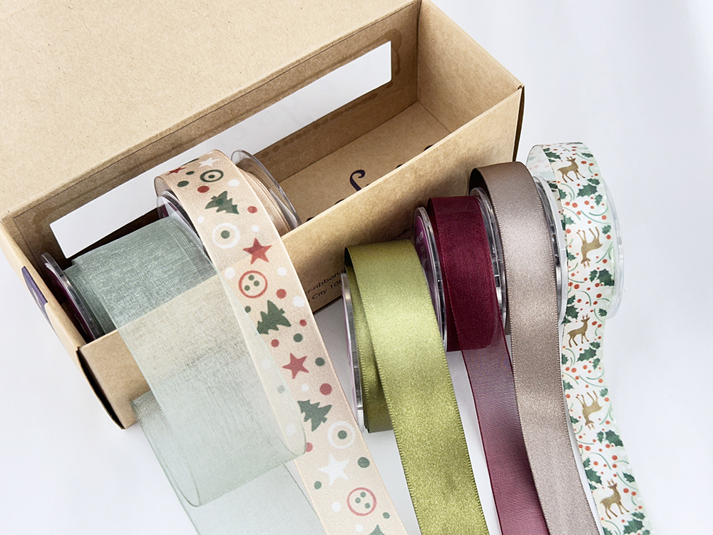 摩登松樹紅光 緞帶燙金收納禮盒/6入