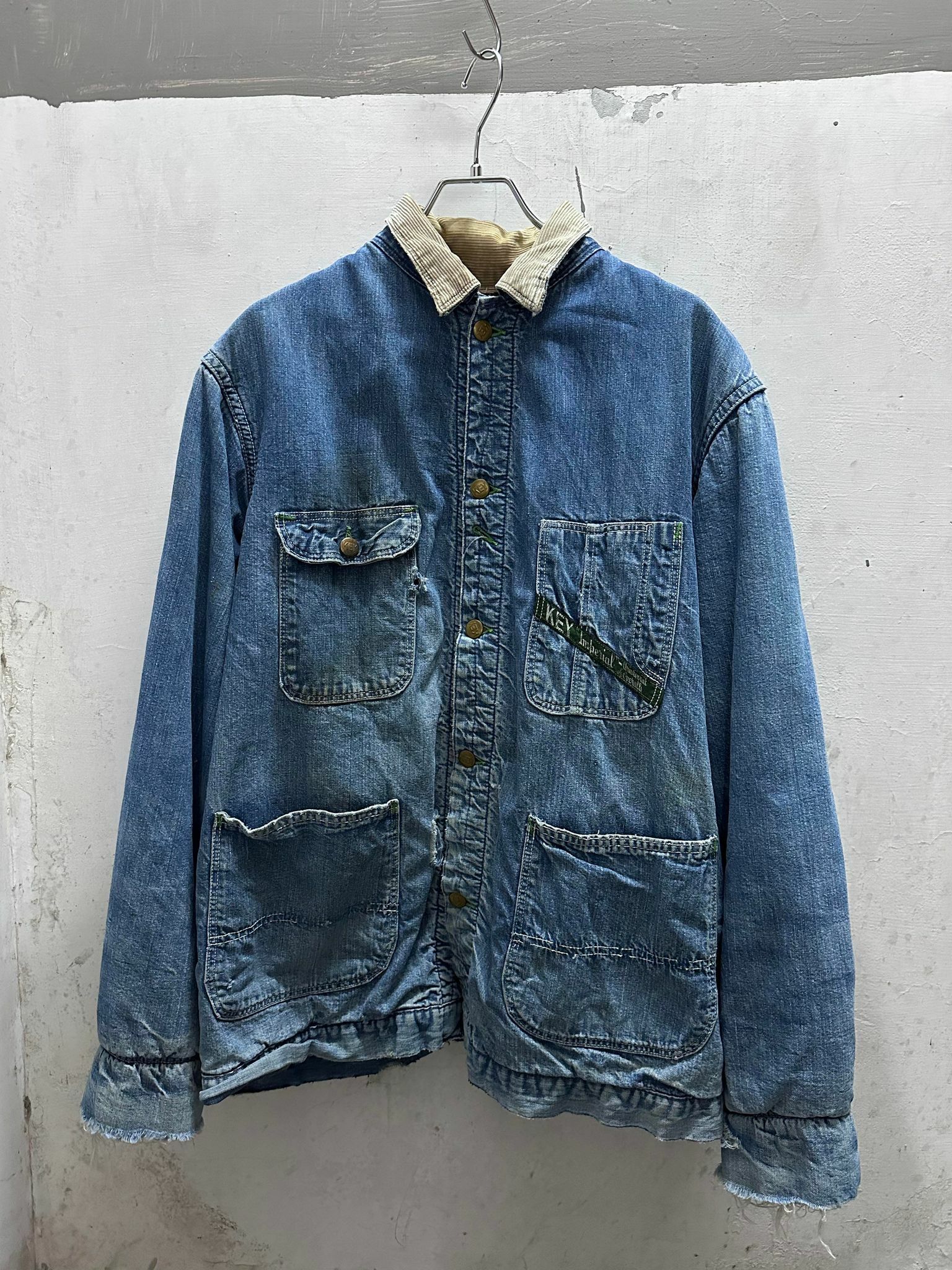 50's KEY  Denim Chore Jacket (W/Blanket)  *Crash