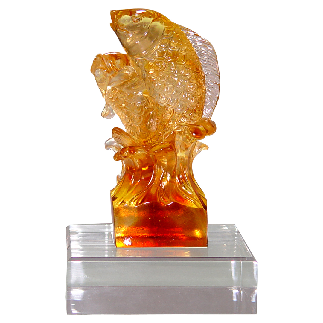 琉璃魚躍逆流招財擺飾｜財富象徵 居家辦公風水推薦