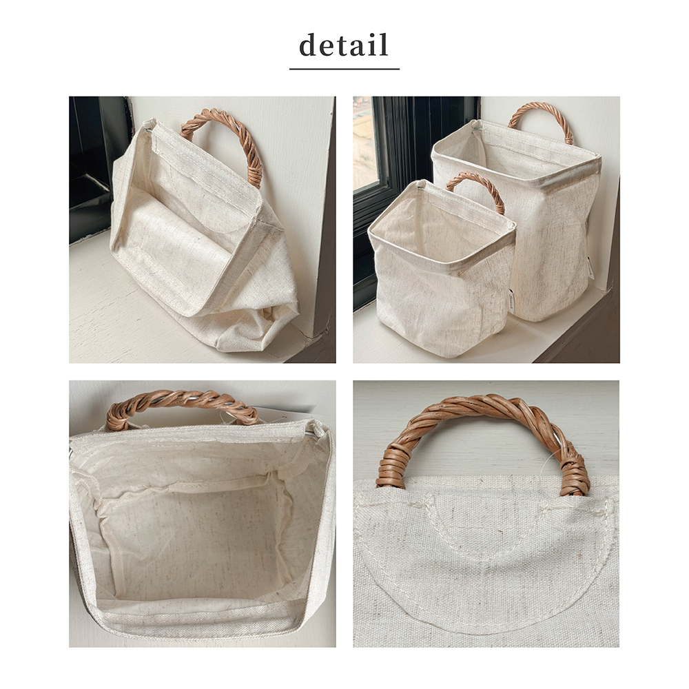 《Creer》Dusaule系列 柳木單提把素棉麻收納籃 S