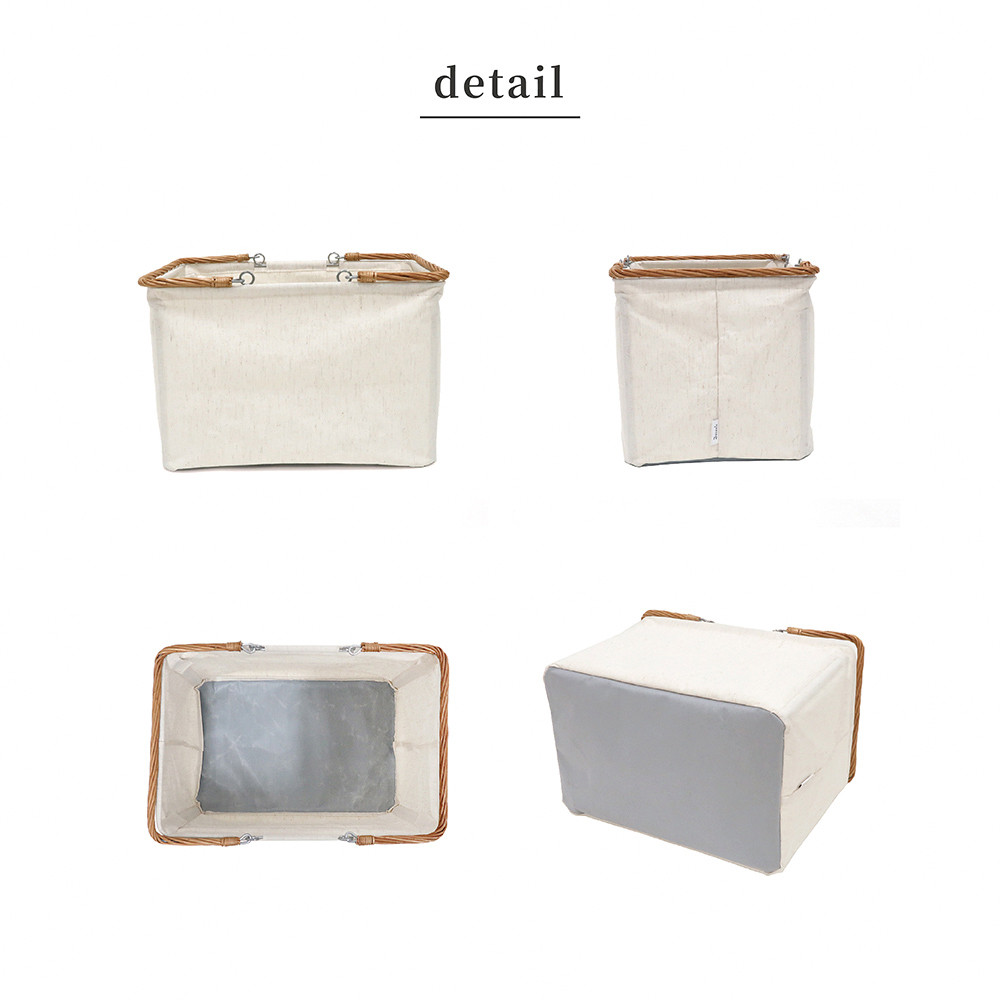 《Creer》Dusaule系列 柳木雙提把素棉麻橫式收納籃25L