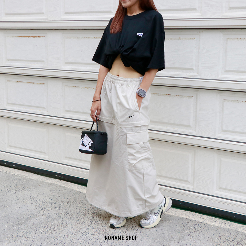 NIKE NSW ESSENTIAL WOVEN 米白色 工裝 可拆式 長裙 短裙 (女款)