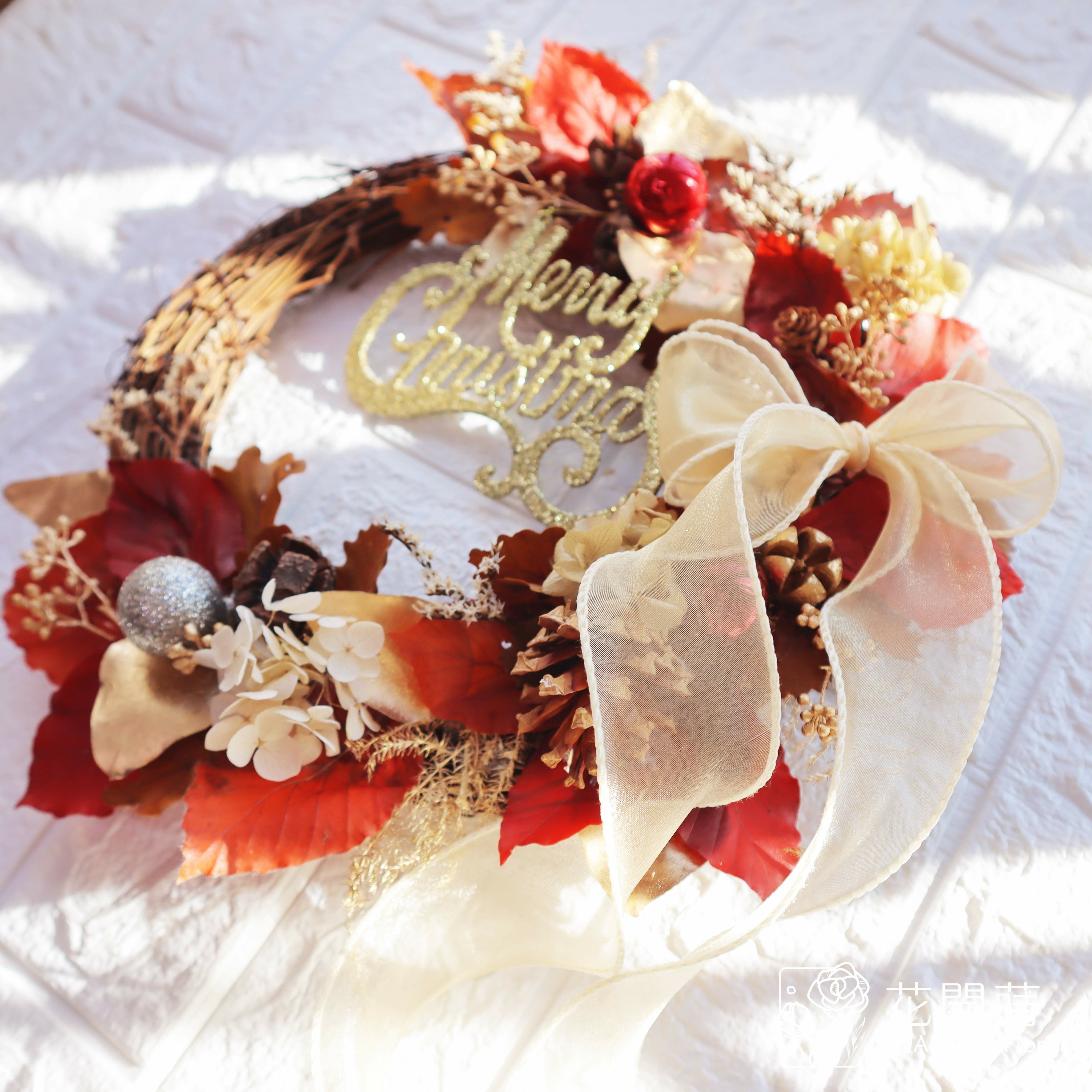 永生聖誕花圈|焦糖棕聖誕花圈L|櫥窗裝飾|聖誕禮物|耶誕花圈|聖誕花圈|棕色花圈