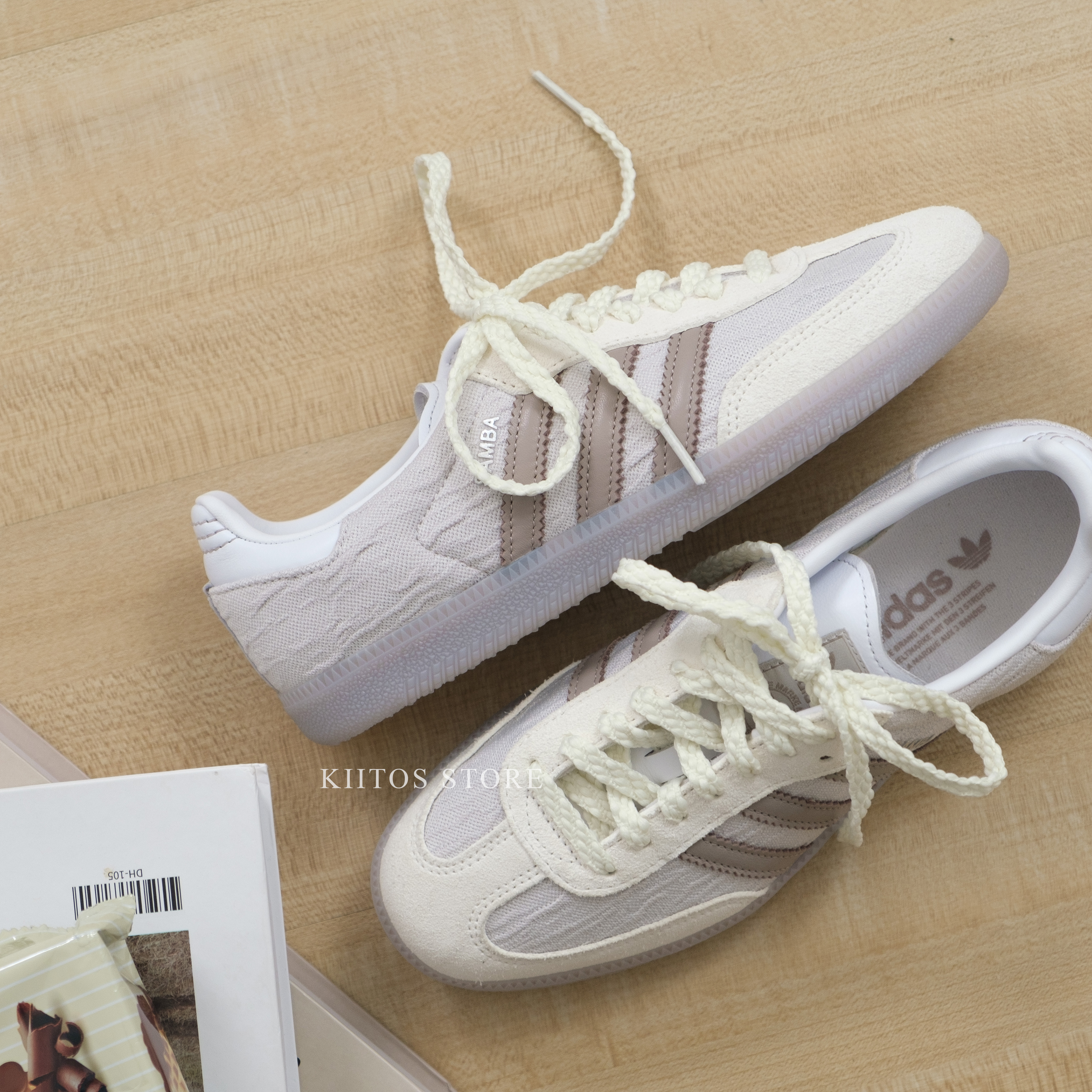 ADIDAS SAMBA OG 奶灰色 蕾絲 提花 女鞋 JP5674