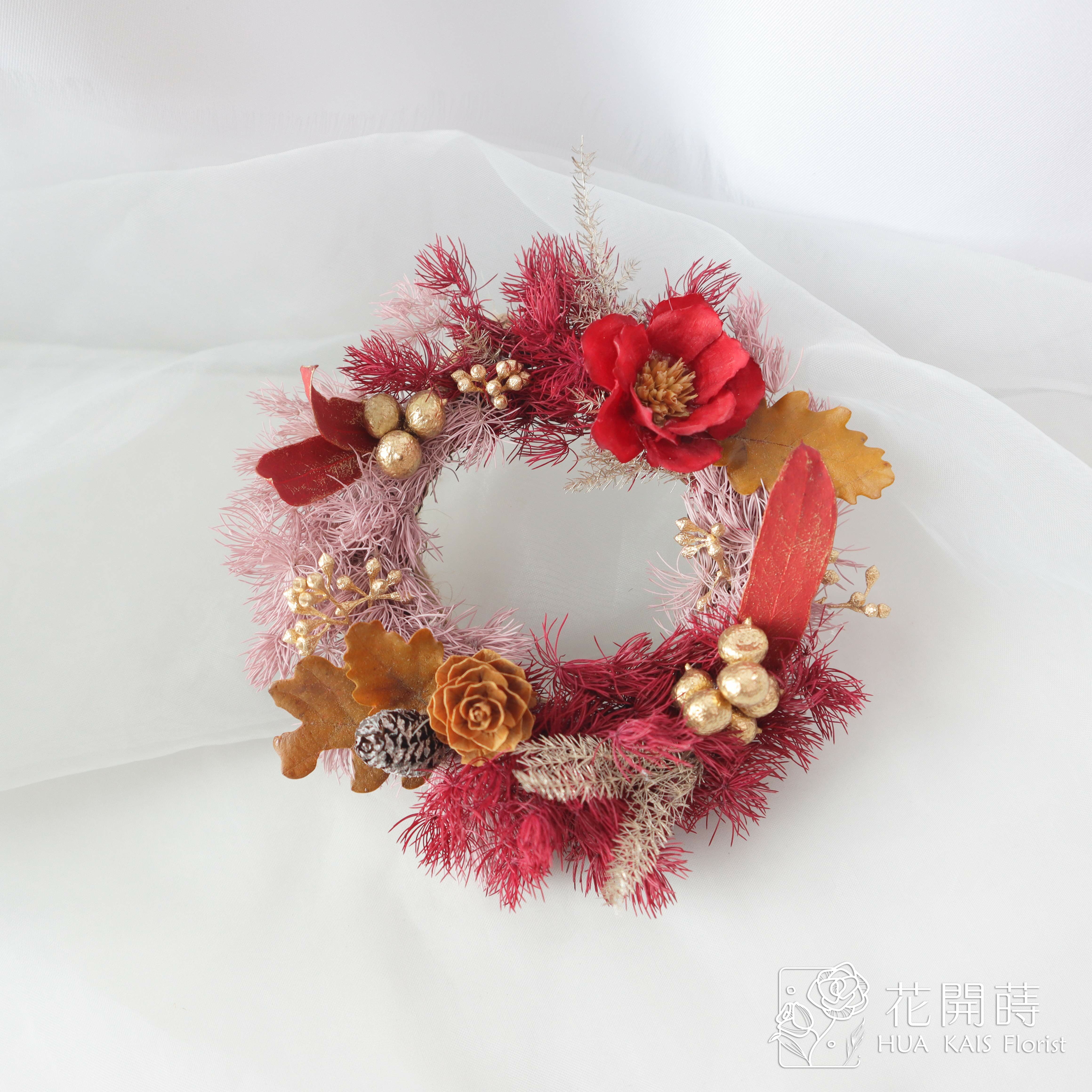 乾燥花圈|紫紅色聖誕花圈S|聖誕花圈|生日禮物|掛飾|開幕賀禮|入厝禮物|聖誕掛飾|花圈|成交禮