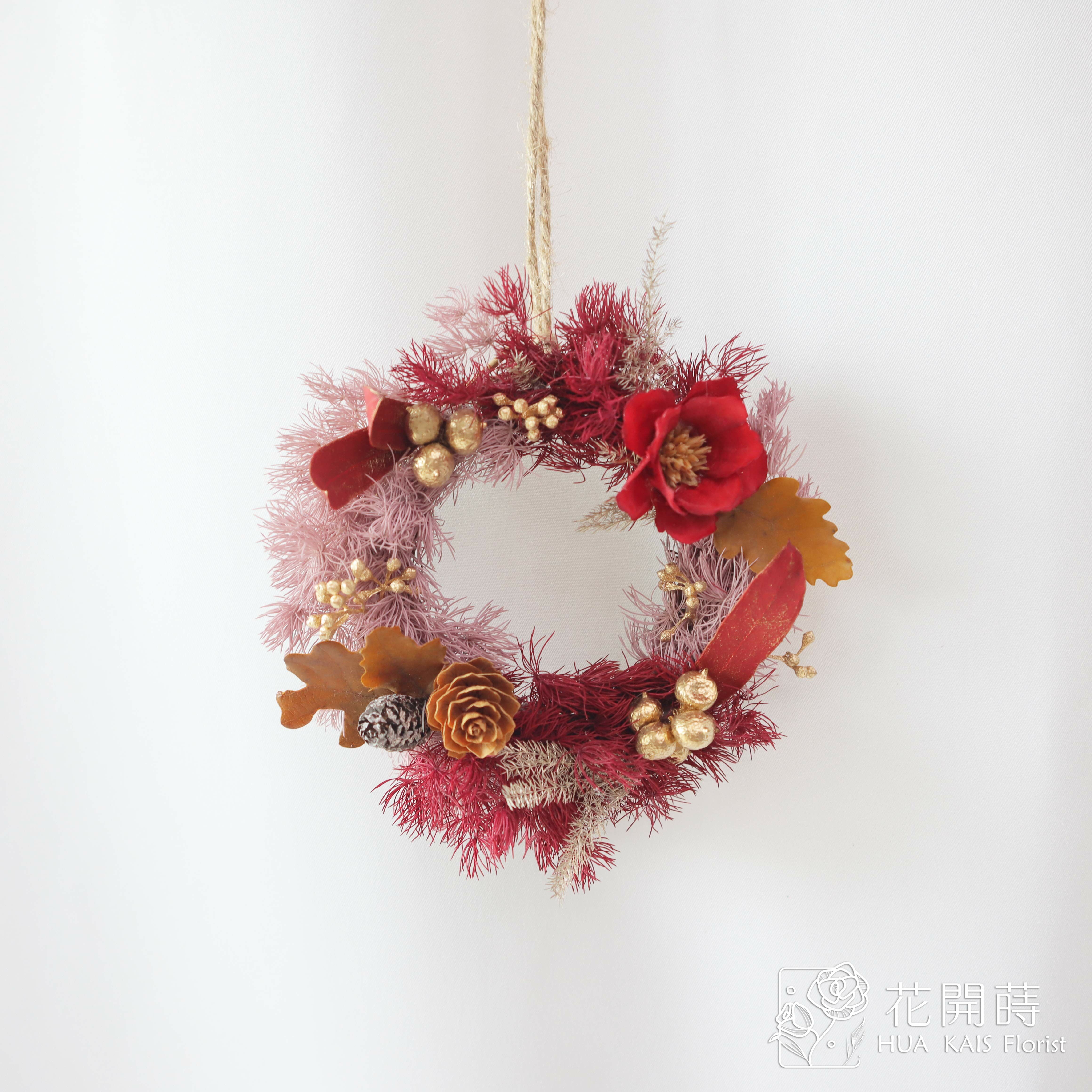 乾燥花圈|紫紅色聖誕花圈S|聖誕花圈|生日禮物|掛飾|開幕賀禮|入厝禮物|聖誕掛飾|花圈|成交禮