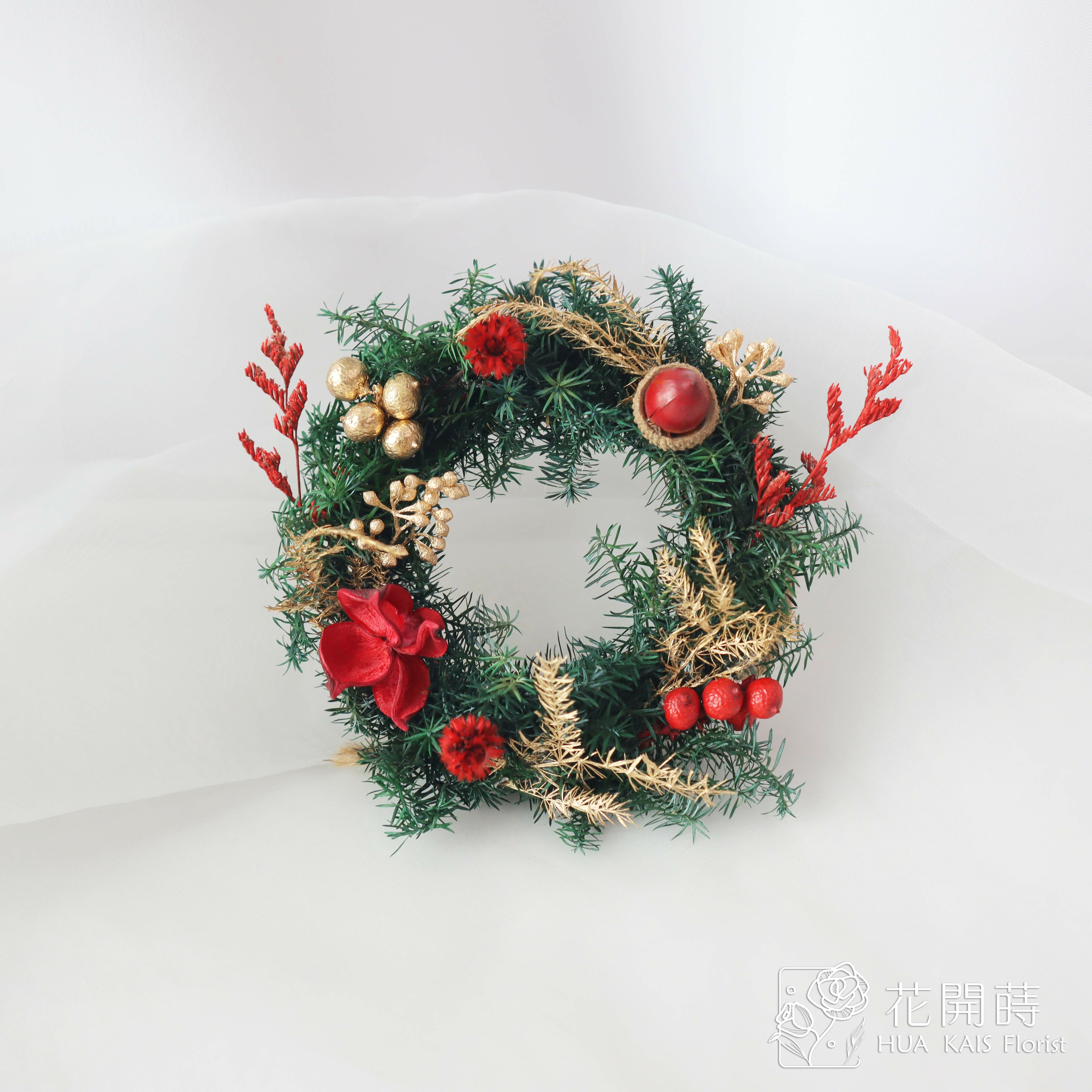 乾燥花圈|經典紅聖誕花圈S|聖誕花圈|生日禮物|掛飾|開幕賀禮|入厝禮物|聖誕掛飾|花圈|成交禮