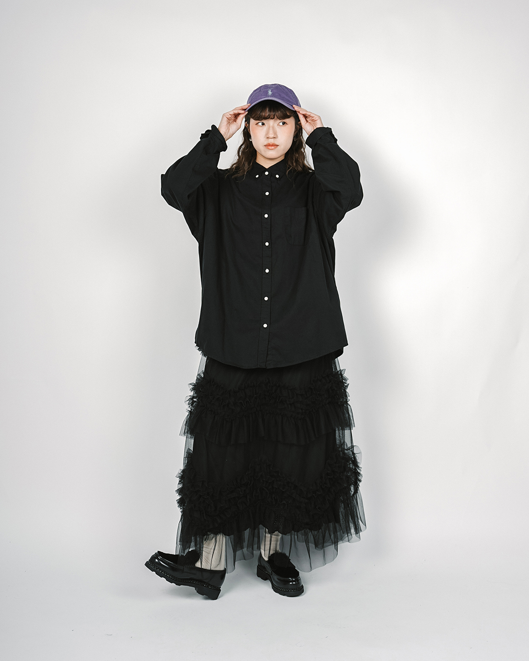 單口袋薄磨毛尖領恤