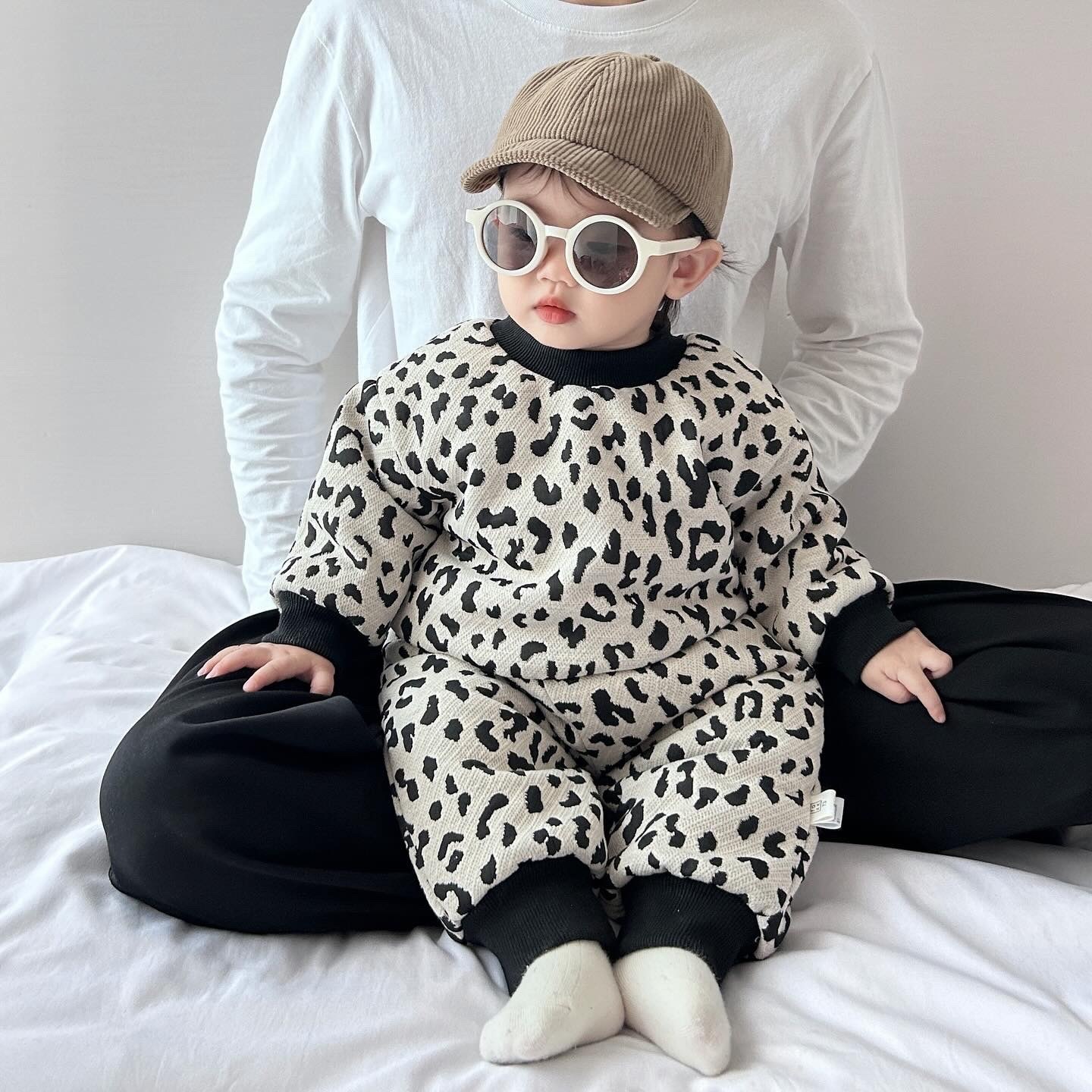 嫩嬰也可以的豹紋套裝(加厚)