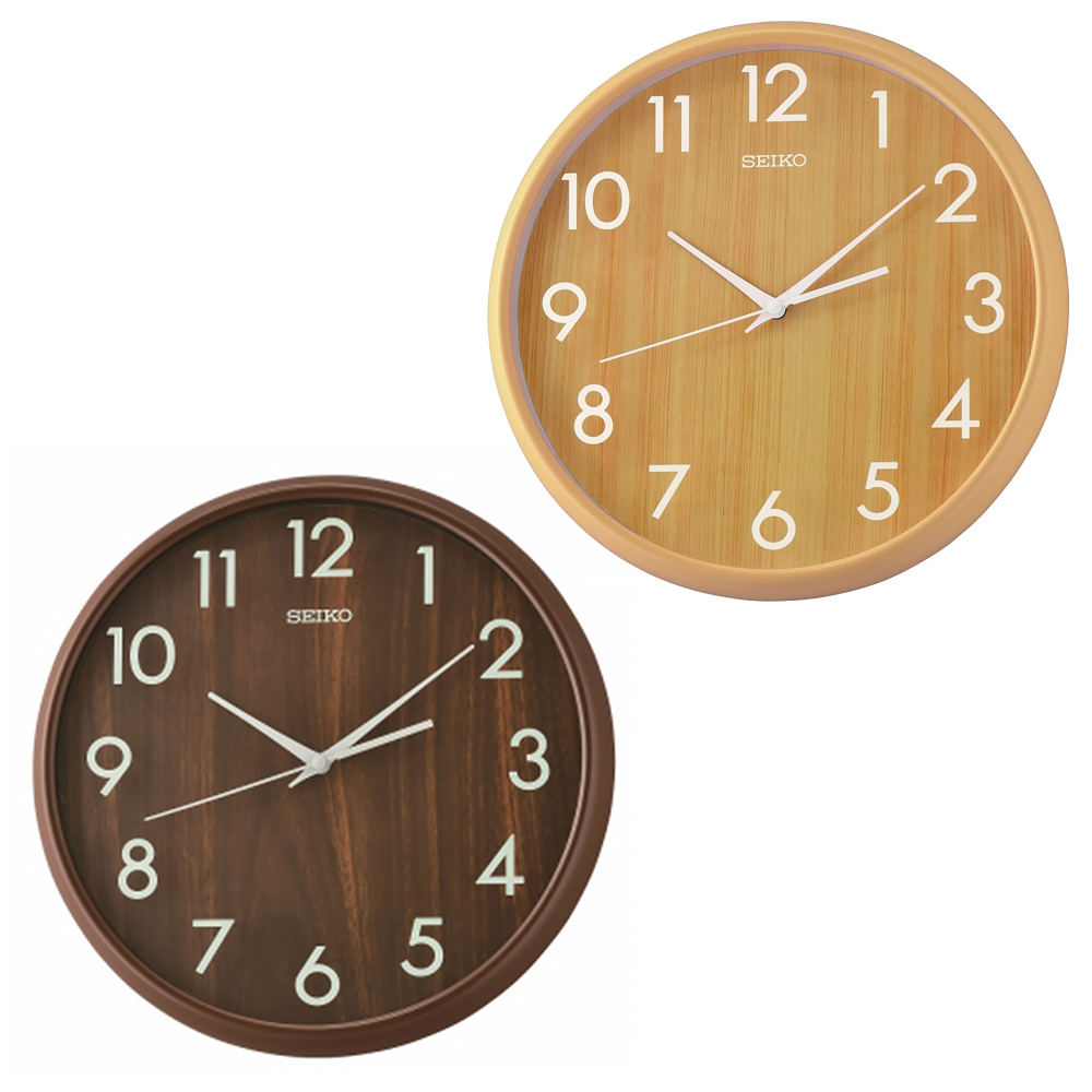 (預購)【SEIKO 精工】QXA810B QXA810Y 深棕色 木紋 辦公 典雅 復古 玻璃數字 滑動式指針 靜音 時鐘 掛鐘