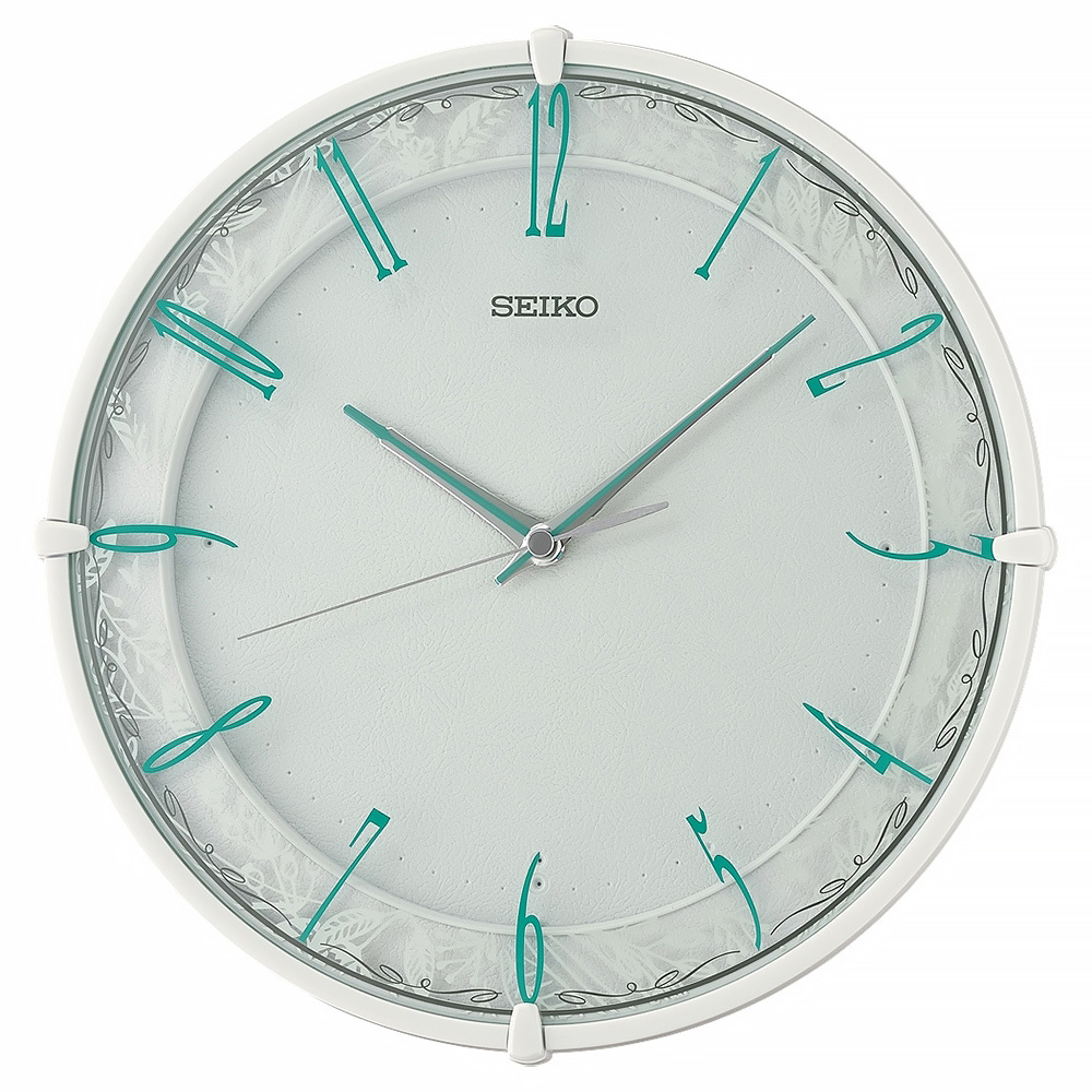 (預購)【SEIKO 精工】QXA811W 辦公 休閒 清雅 古典 植物紋 清水模 滑動式指針 靜音 時鐘 掛鐘